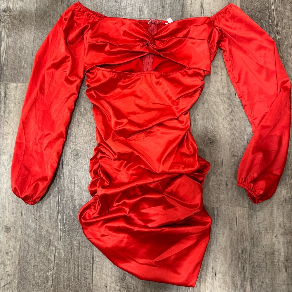 Red long sleeve mini dress. Size small